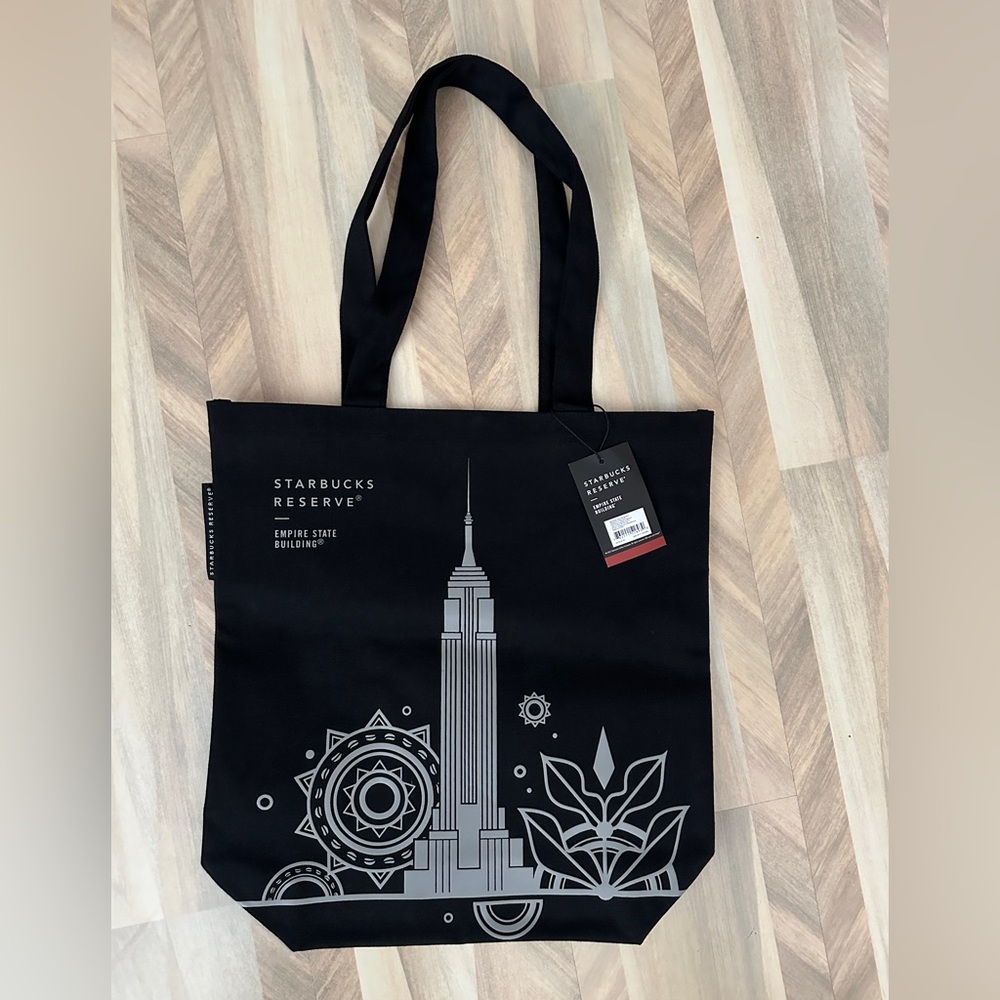 NWT Starbucks Reserve Empire State Building Black Canvas Tote Bag ~ Rare